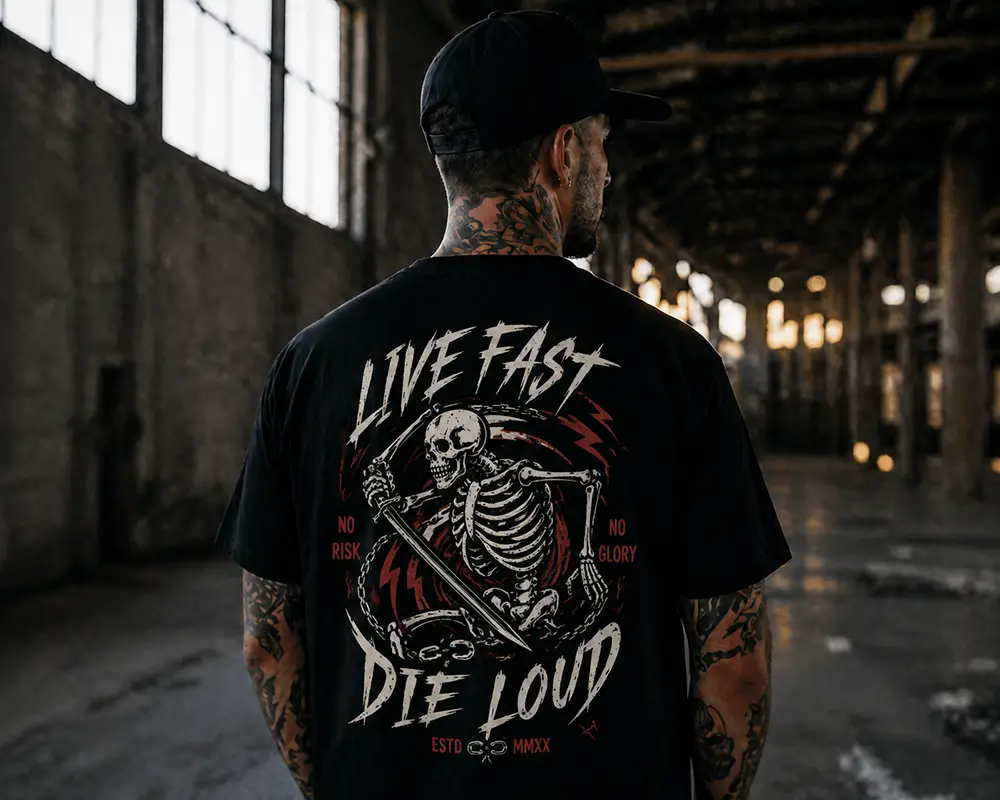 skeleton t shirt oversized streetwear